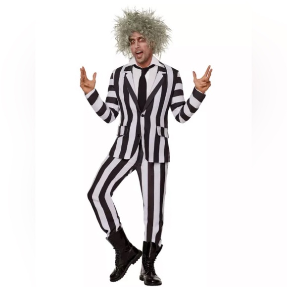 Spirit Other - 🎃 SALE NWT Spirit Halloween Black and White Striped Suit | Beetlejuice | sz XL